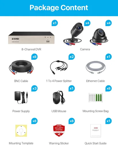 Vista 9 de ZOSI Sistema de cámara de seguridad para el hogar de 8 canales para exteriores, 5MP-Lite de 8 canales H.265+ CCTV DVR y 8 cámaras de vigilancia
