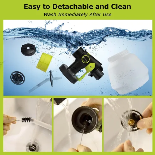 Vista 8 de Pulverizador de Pintura Inalámbrico Compatible con Batería Ryobi 18v (SIN Batería), Pulverizadores de Pintura Eléctricos de Mano HVLP con Contenedor