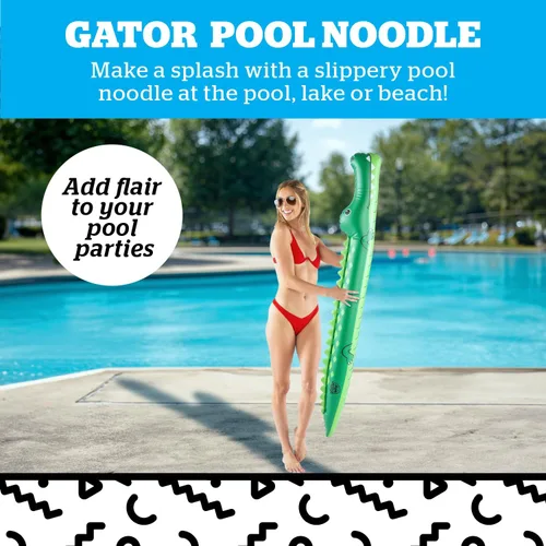 Vista 2 de Fideos inflables de cocodrilo, divertidos flotadores de fideos de piscina para niños y adultos, decoración ridícula de fiesta de piscina