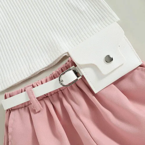 Vista 74 de TheFound Trajes de verano para niñas pequeñas, sin mangas, de punto acanalado, halter, pantalones cortos, ropa para recién nacidos, conjunto de 3