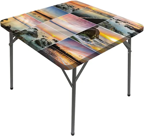 Vista 26 de Mantel cuadrado para mesa de paisaje, majestuosa escena matutina brumosa Triglav National Elástico, se adapta a mesas de 24 x 24 pulgadas