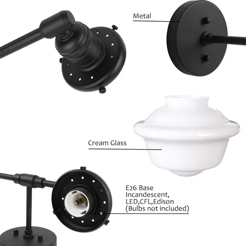 Vista 6 de Pathson 2-Lights Milk White Glass Wall Sconce Lights, Modern Classic Wall Vanity Lighting for Living Room Bathroom Bedroom