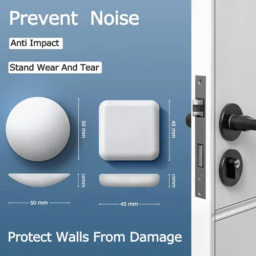 Vista 2 de Topes de Puerta Protector de Pared Protector Amortiguador Pomo de Puerta Mango de Puerta Parachoques Autoadhesivo Silenciador Goma Suave Almohadilla