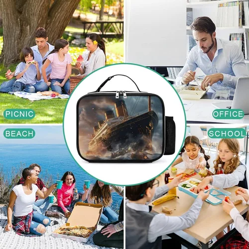 Vista 7 de Titanic - Bolsa de almuerzo para barco de crucero, a prueba de fugas, lindas impresiones con asa y bolsillo para mujeres y hombres, trabajo, picnic