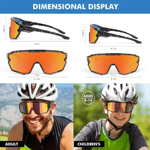 Vista 5 de Gafas polarizadas para niños y jóvenes, gafas de sol de béisbol para adultos, hombres y mujeres, gafas de ciclismo con 3 lentes, pesca, esquí, golf