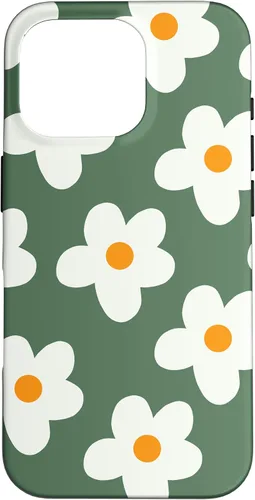 Vista 20 de Retro 60s flower vintage floral pattern sage green Groovy Case for iPhone 16