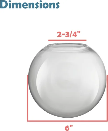 Vista 5 de Aspen Creative 28005-60-2 - Globo de cristal transparente de 6 pulgadas, sin cuello, para apliques de pared, ajustador: 2-3/4 pulgadas, paquete de 2