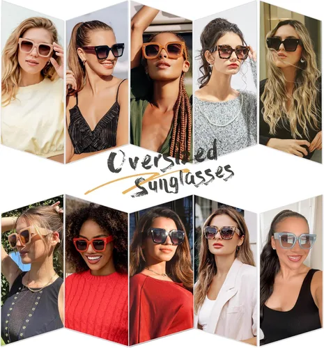 Vista 3 de SOJOS Gafas de sol cuadradas vintage de gran tamaño para mujer, estilo retro, de lujo, grandes, UV400 SJ2194