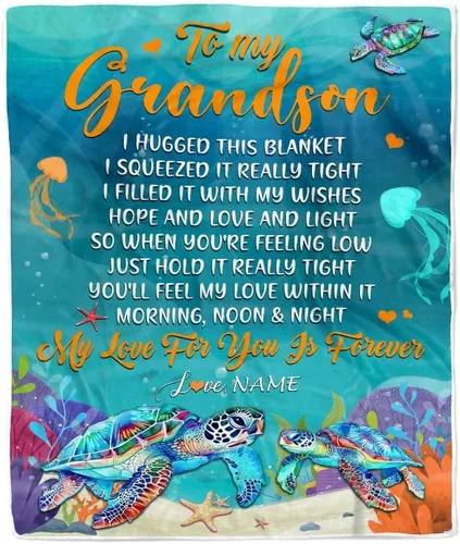 Vista 10 de Manta personalizada con texto en inglés «To My Grandson from Grandma Grandpa You Will Never Lose Lion Nison», manta de forro polar personalizada
