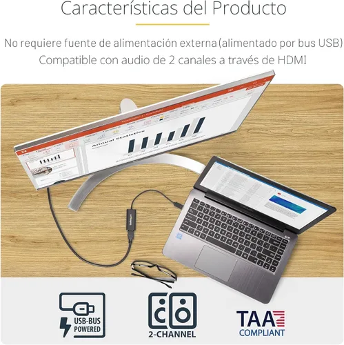 Vista 5 de StarTech.com Adaptador USB 3.0 a HDMI, convertidor de monitor USB a HDMI para Windows, 1080P, TAA (sin soporte para macOS/ChromeOS/Linux) USB