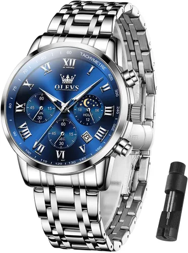 Vista 17 de OLEVS Reloj multifunción para hombre, cronógrafo luminoso impermeable con Negro/Negro