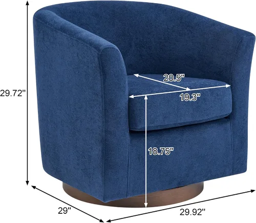 Vista 2 de Christopher Knight Home Coles Silla giratoria de terciopelo de 360°, silla giratoria de barril para sala de estar con marco de hierro, silla de club