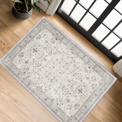 Vista 120 de Hazo Haus – Alfombra pequeña para entrada, cocina o baño, antideslizante con base de goma, resistente a las manchas y a la decoloración, diseño