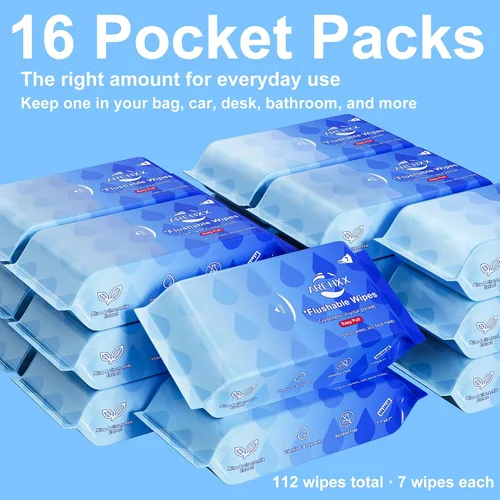Vista 9 de ARCHXX Toallitas desechables de viaje, 16 paquetes de viaje (112 unidades), paquete económico, 99% de agua con aloe y manzanilla, sin perfume e