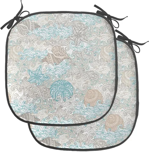 Vista 55 de Ambesonne Cojín de asiento para silla de flores, detalles florales con hojas y remolinos, estampado artístico romántico y vívido y vibrante