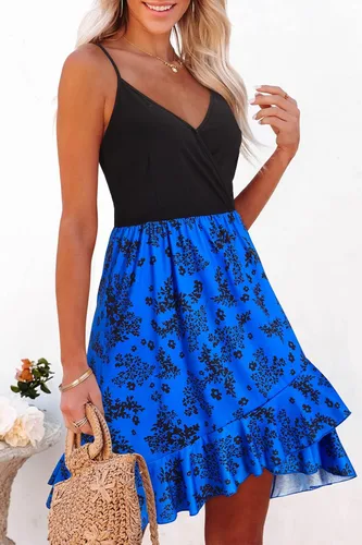Vista 5 de ULTRANICE - Vestido cruzado con cuello en V y estampado floral para mujer, estilo informal de verano, tirantes delgados ajustables, con volantes