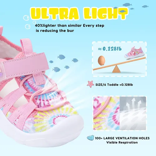 Vista 2 de JOINFREE Zapatos de agua para niños y niñas, transpirables, Qucik Dry Sport Playa, sandalias ligeras y flexibles