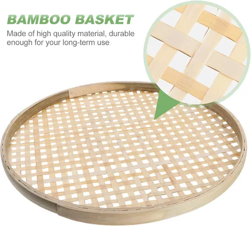Vista 8 de Cabilock Cestas de tamiz de bambú Cesta de tejido Cesta de frutas y verduras Cesta de lavado Cuenco colador de bambú Tamiz de bambú chino