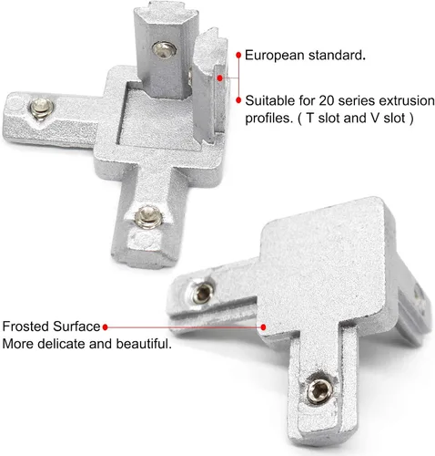 Vista 4 de 8Pcs 2020 Extrusión de Aluminio Ranura en T Bracket de Esquina Serie 20 Hardware Extruido Conector Tri 3 Vías con Tornillo de Ajuste para Perfil