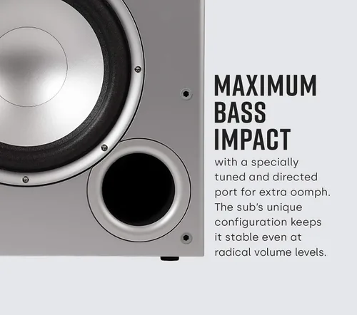 Vista 9 de Polk Audio PSW10 - Subwoofer amplificado de 10 pulgadas para audio doméstico - Tecnología Power Port, hasta 100 vatios, graves potentes en diseño