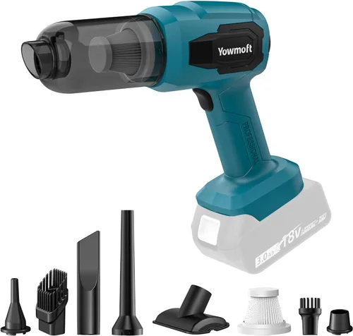 Vista 9 de Aspiradora de mano inalámbrica para automóvil con succión fuerte de 21000Pa, kit de aspiradora portátil inalámbrica y soplador 3 en 1 con motor sin
