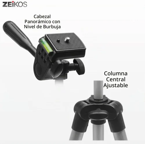 Vista 3 de Trípode de aluminio para cámara de 50 pulgadas, ligero con indicador de nivel de burbuja + paño de limpieza de microfibra MiracleFiber gratis
