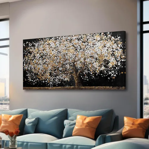 Vista 14 de CHUDANHAO Arte Botánico para Pared Cuadros Vintage Decoración de Pared Impresiones de Fotos Grises y Doradas Colgantes de Pared de Línea 24"x48