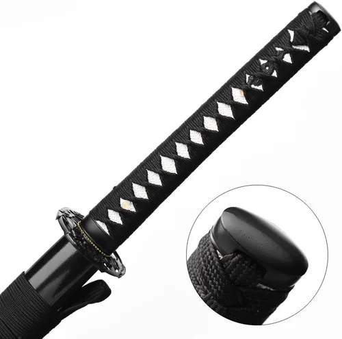 Vista 4 de YONG XIN SWORD -Samurai Katana - Espada japonesa hecha a mano, práctica, acero al carbono 1045, templado/arcilla templada, espiga completa, afilada