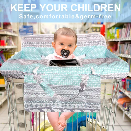Vista 2 de Funda para carrito de compras para bebé 2 en 1 Funda para silla alta con arnés de seguridad Multifuncional Patrón de dinosaurio Cubiertas de carrito