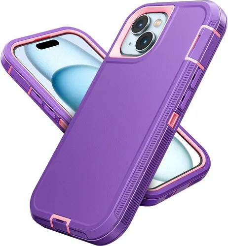 Vista 49 de Jelanry - Funda para iPhone 15 5G, protección resistente, resistente, color negro Dropproof & Dual-Layer Protective Back Cover with Port Anti