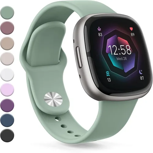 Vista 18 de Correa compatible con Fitbit Sense 2 / Sense Bands, Fitbit Versa 4 / Versa 3 bandas para mujeres y hombres, correa de repuesto de silicona suave