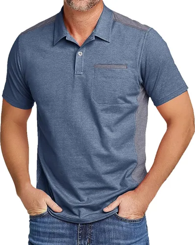 Vista 80 de V VALANCH Polo de golf de manga corta para hombre, estilo casual, con cuello que absorbe la humedad