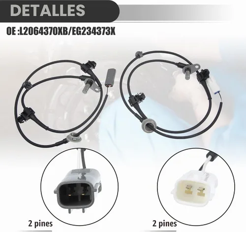 Vista 4 de Motoforti Sensor de velocidad de rueda ABS delantero izquierdo derecho para Mazda CX-7 2007-2012, sensor ABS, NO.57455S84A52/57450S84A52, negro, 1