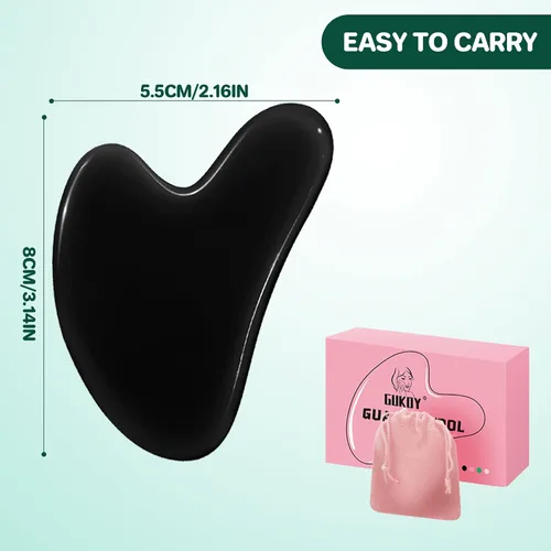 Vista 4 de Gua Sha - Herramienta facial de guasha, piedra de jade natural para terapia de acupuntura de spa, tratamiento de punto de activación, alivia