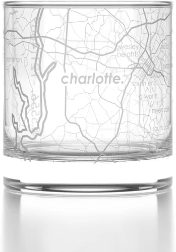 Vista 16 de Well Told Vaso de rocas grabado con mapa de Akron, Ohio, cristalería estilo antiguo (325ml, transparente) Vaso de bourbon grabado, regalos