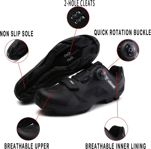 Vista 5 de Zapatos de ciclismo para hombre, zapatos de bicicleta de montaña con tacos de primera calidad, zapatos de bicicleta para hombres, zapatos