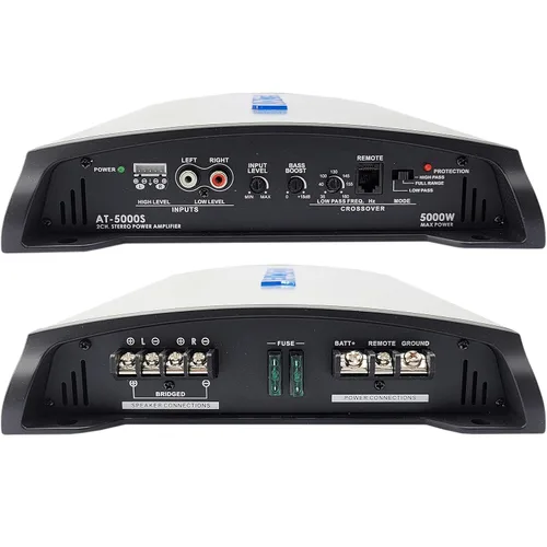Vista 6 de Audiotek AT5000S Amplificador de coche clase A/B de 2 canales, 5000 W, 2 Ohm estable, amplificador estéreo de rango completo puente, perilla