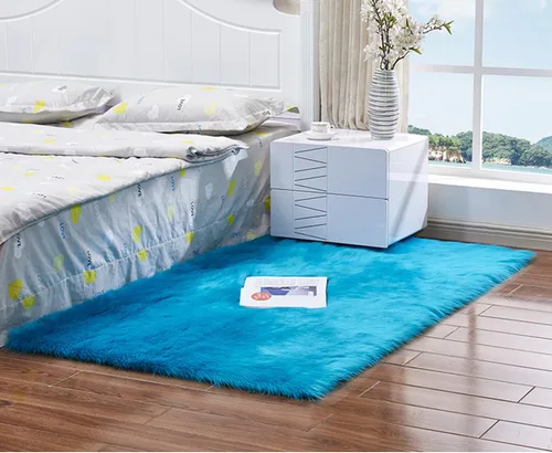 Vista 11 de Alfombra de piel de oveja sintética de Chitone, para dormitorio de bebé, para decoración del hogar Negro