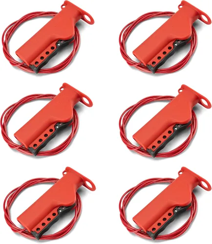 Vista 7 de Bloqueo de cable de etiquetado de bloqueo, 1 paquete de bloqueo de cable ajustable, cable de etiquetado de bloqueo rojo con diámetro de 3/16