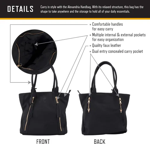 Vista 4 de Browning Women's Concealed Carry Alexandria Purse, Premium Holstered Handbag With Safety Locking Option