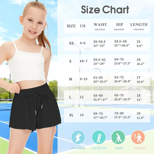 Vista 6 de Paquete de 2 pantalones cortos de mariposa para niños y niñas, pantalones cortos holgados con bolsillo 2 en 1, pantalones cortos deportivos