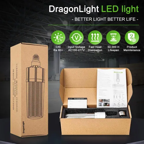 Vista 7 de DragonLight Bombilla LED de maíz de 50 W (equivalente a 350 vatios) E26/E39 Lámpara LED con base de Mogul grande 6000K Luz diurna 6,000 LM