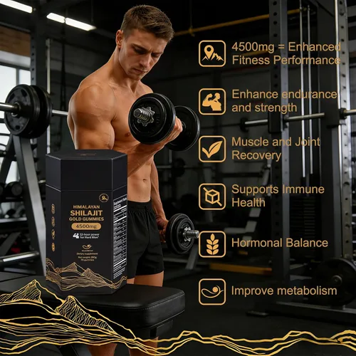 Vista 4 de Gomitas Shilajit orgánicas puras del Himalaya con Ashwagandha y musgo marino - Suplemento Shilajit dorado para hombres y mujeres, más de 105