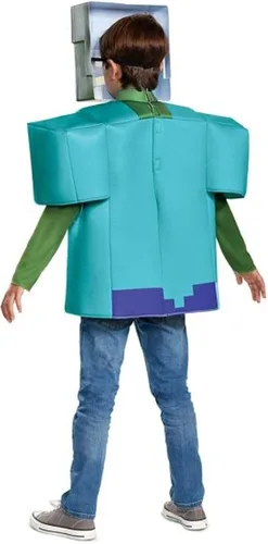 Vista 3 de Disfraz clásico de zombi de Minecraft para niños, Verde