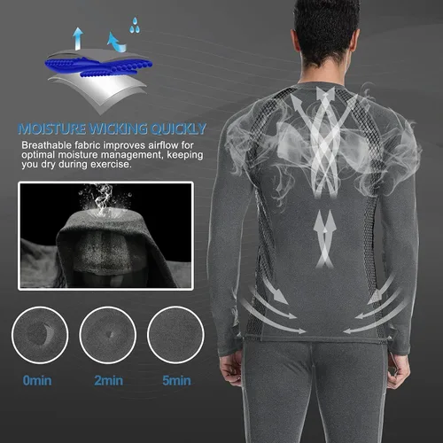 Vista 10 de MEETWEE Paquete de 4/5 camisas de compresión térmica para hombre, manga larga, forro polar, capa base, equipo de entrenamiento de invierno