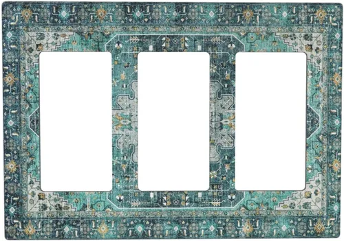 Vista 48 de Cubierta de Toma Duplex de 1 Banda Decorativa con Diseño de Puesta de Sol Abstracto y Arcoíris, Placa Frontal Eléctrica, Interruptor de Luz Único