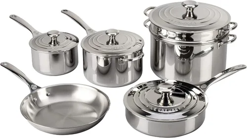 Vista 7 de Le Creuset Juego de utensilios de cocina de acero inoxidable de tres capas, 5 piezas