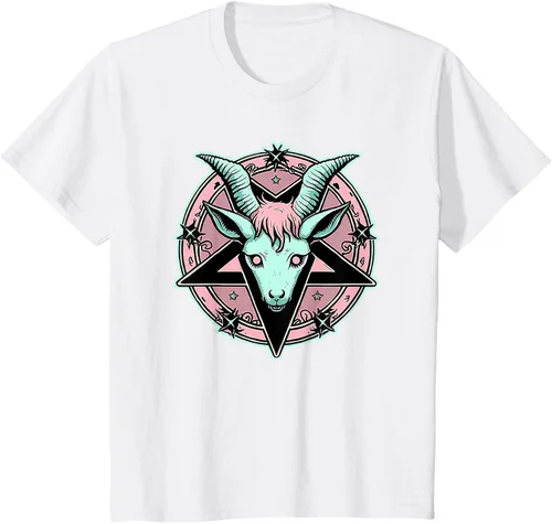 Vista 63 de Camiseta Kawaii Paste Creepy Goat Pentacle, Negro