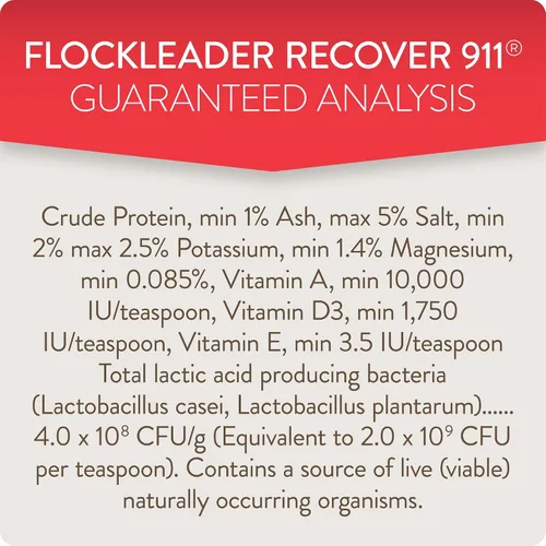 Vista 7 de FlockLeader Recover 911, Suplemento de Agua Probiótico para Estrés Severo para Pollos con Electrolitos, Prebióticos y Orégano, para la Muda, Clima