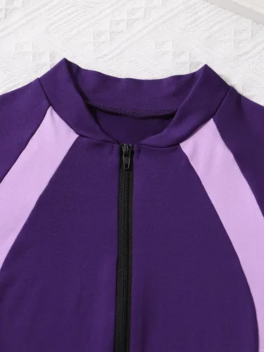 Vista 6 de vastwit Traje de baño de una pieza para niñas y niñas, traje de baño de manga corta con cremallera
